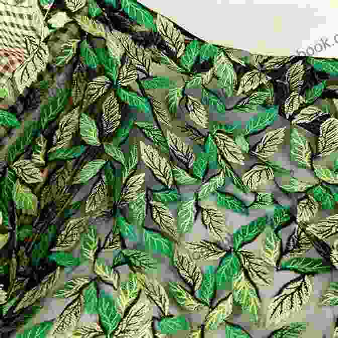 Leaves Embroidered On A Green Fabric Botanical Embroidery: 25 Designs To Mix Match: 4 Elegant Projects