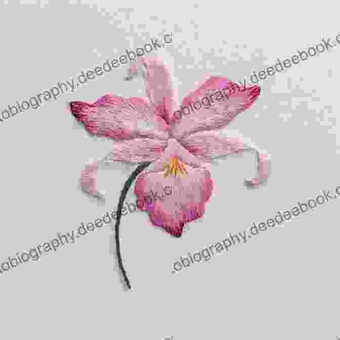 Orchids Embroidered On A White Fabric Botanical Embroidery: 25 Designs To Mix Match: 4 Elegant Projects