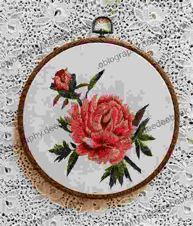 Peonies Embroidered On A Pink Fabric Botanical Embroidery: 25 Designs To Mix Match: 4 Elegant Projects