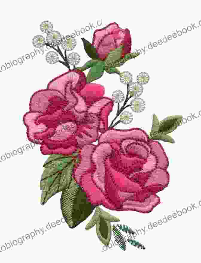 Roses Embroidered On A Pink Fabric Botanical Embroidery: 25 Designs To Mix Match: 4 Elegant Projects